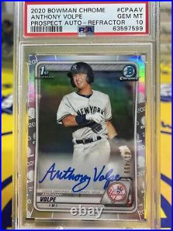 2020 1st Bowman Chrome Anthony Volpe Auto Refractor /499 PSA 10 Low Pop Yankees