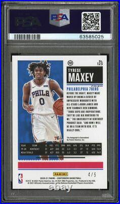 2020-21 Contenders Tyrese Maxey #123 Rookie Ticket Auto Red Shimmer /5 Psa 10