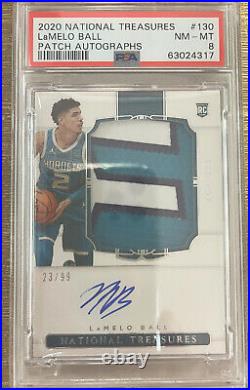 2020-21 national treasures lamelo ball RPA /99 PSA 8 Rookie Patch Auto