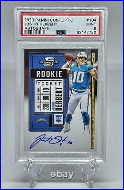 2020 Contenders Optic Justin Herbert ON-CARD Auto Rookie PSA 9 MINT Chargers