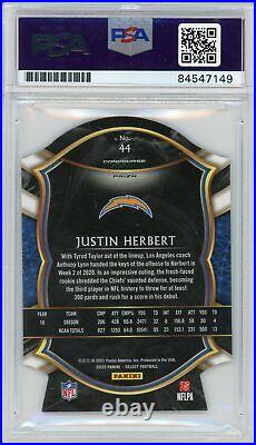 2020 Justin Herbert Chargers Panini Select PSA/DNA Authentic Auto Tri Color D