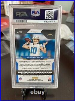 2020 Panini Prizm Justin Herbert Rookie Silver Auto PSA 10 ROY Chargers