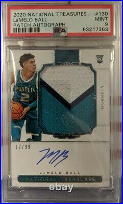 2021 national treasures basketball lamelo ball psa 9 tri-colored patch RPA