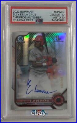 2022 Bowman Chrome Refractor Elly De La Cruz RC /499 PSA 10 PSA/DNA 10 AUTO