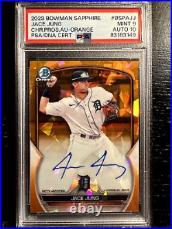 2023 Bowman Chrome Sapphire Orange #/25 Auto Jace Jung PSA/DNA MINT 9/AUTO 10