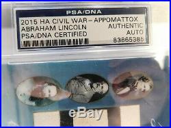 ABRAHAM LINCOLN PSA/DNA Certified Cut AUTO 2015 HA Civil War Appomattox 1/1
