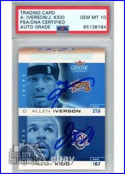 Allen Iverson, Jason Kidd 2003-04 Fleer Genuine Autograph Card #2 PSA/DNA 10