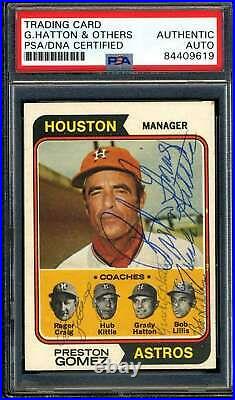 Astros Team Coaches PSA DNA Coa Signed By All 5 1974 Topps Autograph