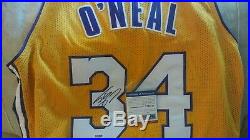 Autographed Signed SHAQ O'NEAL Los Angeles Lakers yellow Jersey PSA DNA COA