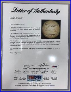 BABE RUTH Autographed Baseball with Full PSA DNA Letter Signed New York Yankees