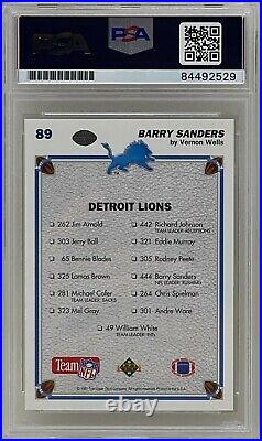 BARRY SANDERS Signed 1991 UPPER DECK Collector's Choice LIONS NFL CARD #89 PSA