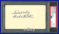 Babe Ruth Autographed 3x5 Index Card Sincerely Auto Grade 9 PSA/DNA 84130490