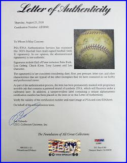 Babe Ruth Lou Gehrig Signed Autographed Baseball With Stars Psa/dna Beckett Bas