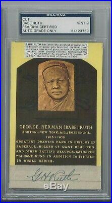 Babe Ruth Psa/dna Certified Graded 9 Mint Signed Cut Hof Postcard Autographed