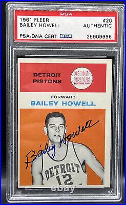 Bailey Howell 1961 Fleer Signed Autograph Detroit Pistons PSA DNA Auto #20