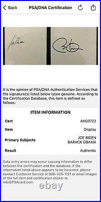 Barack Obama Joe Biden Signed Autographed Framed Cut PSA /DNA AUTHENTICATION WOW