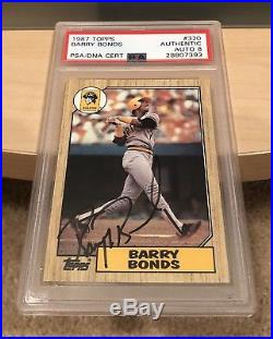 Barry Bonds Signed Rookie 1987 Topps #320 PSA/DNA Auto Grade 8 Pirates RC Card