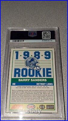 Barry Sanders Autographed 1989 Score Rookie Card Lions Psa 8 Gem 10 Auto Psa/dna