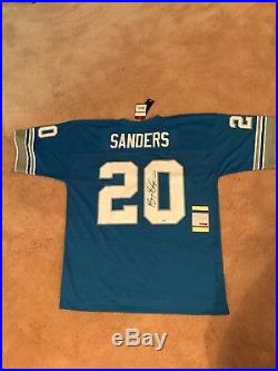 Barry Sanders Autographed Blue Mitchell & Ness Jersey Psa/dna