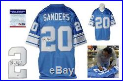 Barry Sanders SIGNED Detroit Lions Jersey PSA/DNA Witness AUTOGRAPHED
