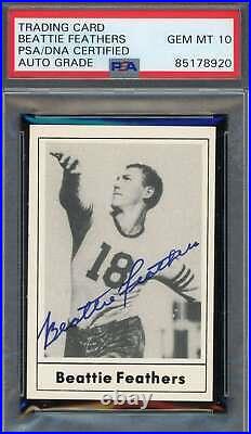 Beattie Feathers Gem Mint 10 PSA DNA Signed 1977 Touchdown Club Autograph