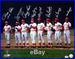 Big Red Machine Autographed Framed 16x20 Photo 8 Sigs Bench Rose Psa/dna 155027