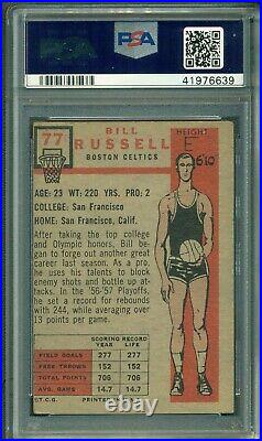 Bill Russell 1957 Topps Rookie #77 Autograph PSA/DNA Authentic Very Tough