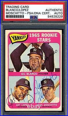 Blanco Lopez Moschitto PSA DNA Signed 1965 Topps Rookie Stars Autograph