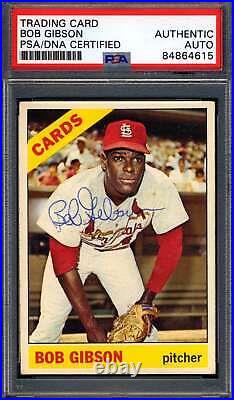 Bob Gibson PSA DNA Vintage Signed 1966 Topps Autograph