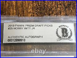 Bobby Witt Jr Autographed 2019 Prizm Draft Picks BVG Authentic Auto = PSA DNA