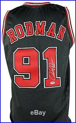 Bulls Dennis Rodman Authentic Signed Black Jersey Autographed PSA/DNA
