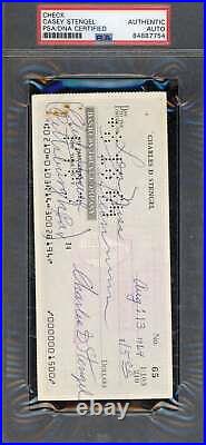 Casey Stengel PSA DNA Coa Signed 1964 Check Autograph