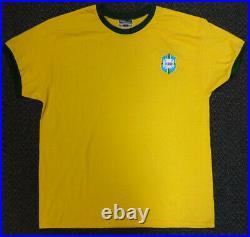 Cbd Brazil Pele Autographed Yellow Copa Mundo Short Sleeve Jersey Psa/dna 100330