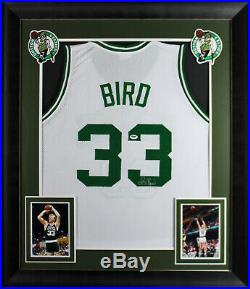 Celtics Larry Bird Authentic Signed & Framed White Jersey Autographed PSA/DNA
