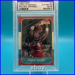 Charles Barkley Signed 1986 Fleer #7 Rookie Basketball Card Psa/dna Auto 10