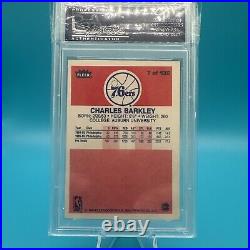 Charles Barkley Signed 1986 Fleer #7 Rookie Basketball Card Psa/dna Auto 10