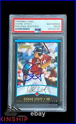 Chase Utley signed 2001 Bowman Trading Card PSA DNA Slabbed Auto Phillies C832