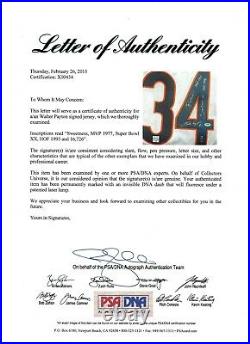 Chicago Bears Walter Payton Signed Jersey Stat Inscriptions Full Letter PSA Auto