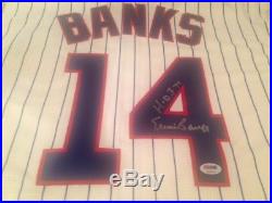 Chicago Cubs Ernie Banks Autographed Signed White Jersey Hof 77 Psa/dna
