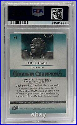 Coco Gauff Signed 2021 UD Goodwin Champions Card Autographed PSA DNA US OPEN