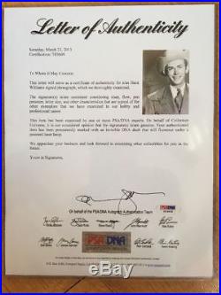 Country Music Legend HANK WILLIAMS SR. Autographed Signed Photo PSA/DNA Letter