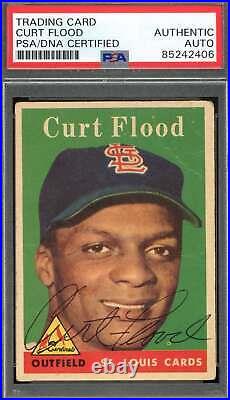Curt Flood PSA DNA Signed 1958 Topps Rookie Autograph