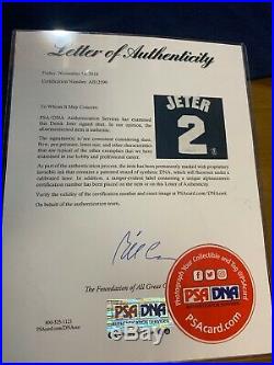 Derek Jeter Autographed New York Yankees #2 Jersey T Shirt Psa/dna Certified