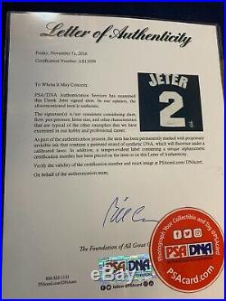 Derek Jeter Autographed New York Yankees #2 Jersey T Shirt Psa/dna Certified