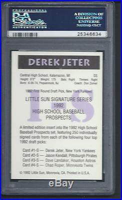 Derek Jeter Signed Auto R/c 92 Little Sun High School Psa / Dna 10