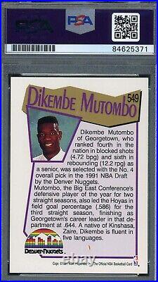 Dikembe Mutombo Autographed 1991 Hoops Signed Rookie Card #549 Auto PSA 10