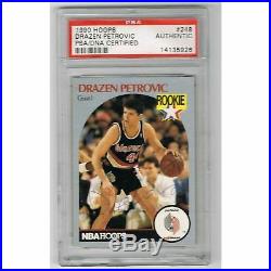 Drazen Petrovic Autographed 1990 Hoops NBA Basketball Rookie Card PSA DNA COA