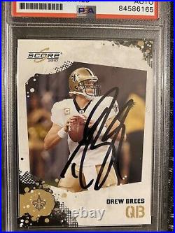 Drew Brees 2010 Score Card Hard Signed Auto Verified Authentic Psa Dna & Slabbed