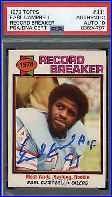 Earl Campbell Gem Mint 10 PSA DNA Signed 1979 Topps Rookie Autograph