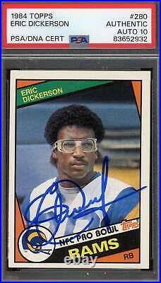Eric Dickerson Gem Mint 10 PSA DNA Signed 1984 Topps Rookie Autograph
